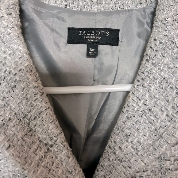 Talbots Women's Tweed Blazer Gray White Silver Metallic Threads Long Sleeve - Picture 7 of 8